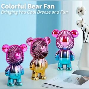 ByTECH Portable Bear Fan 3- Speed with Charger NWT Chrome Blue-Purple-Pink